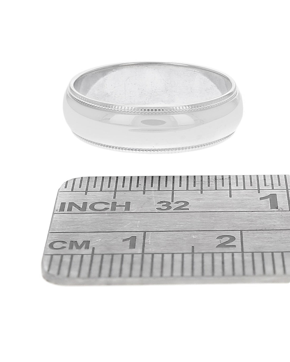 Milgrain Edge Comfort Fit Band in White Gold