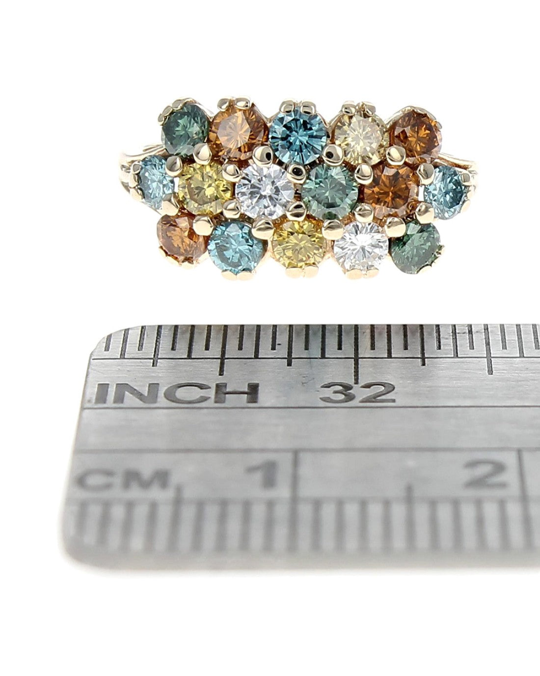 3 Row Irradiated and White Diamond Ring in White Gold