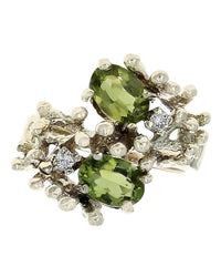 Peridot and Diamond Open Bypass Ring in Yellow Gold