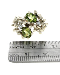 Peridot and Diamond Open Bypass Ring in Yellow Gold