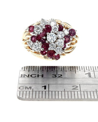 Raspberry Sapphire and Diamond Cluster Ring
