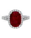 Ruby and Diamond Halo Split Shank Ring in Platinum