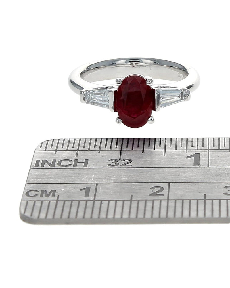 Ruby and Diamond Accent Ring in Platinum