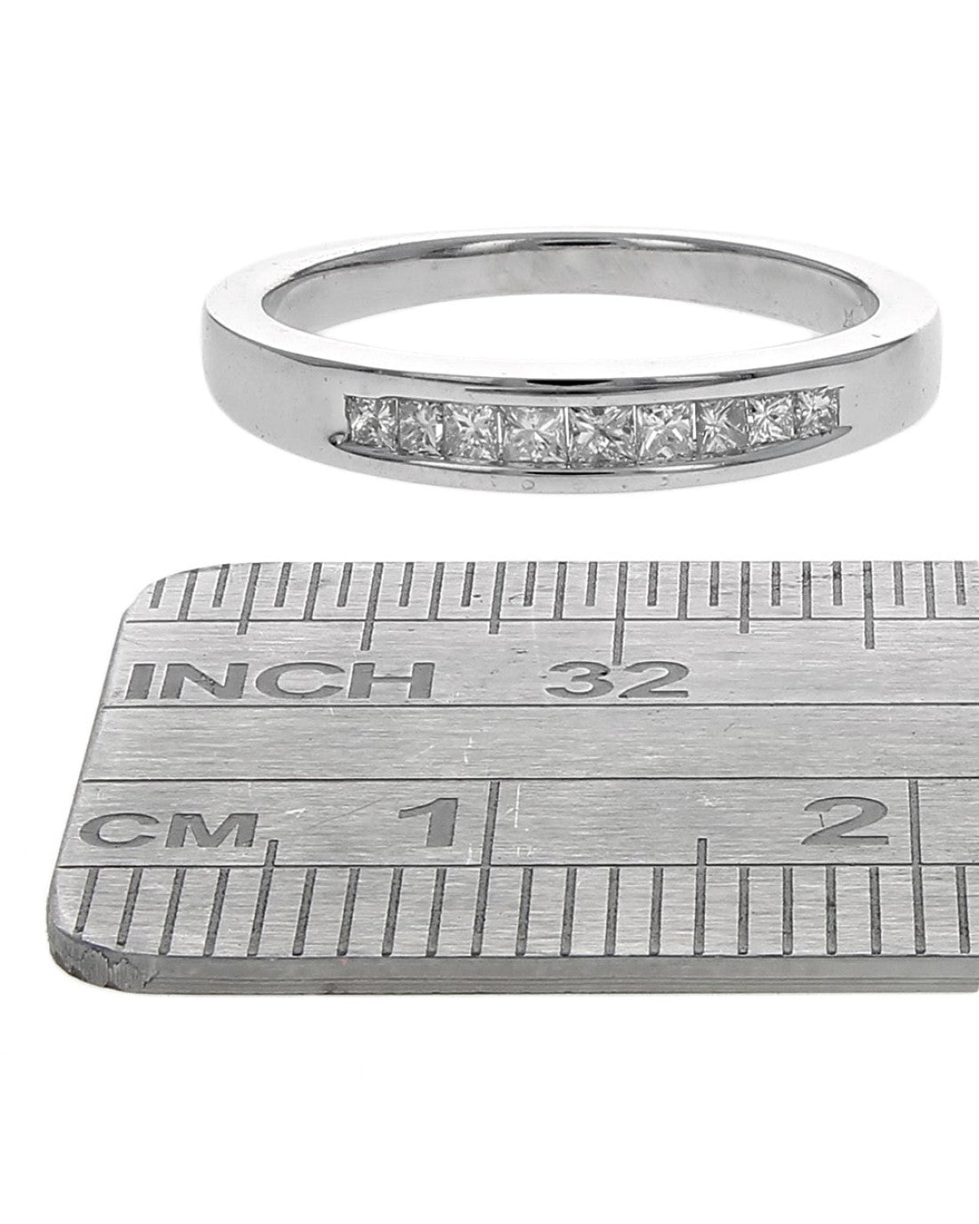 Princess Cut Diamond Wedding Band in White Gold