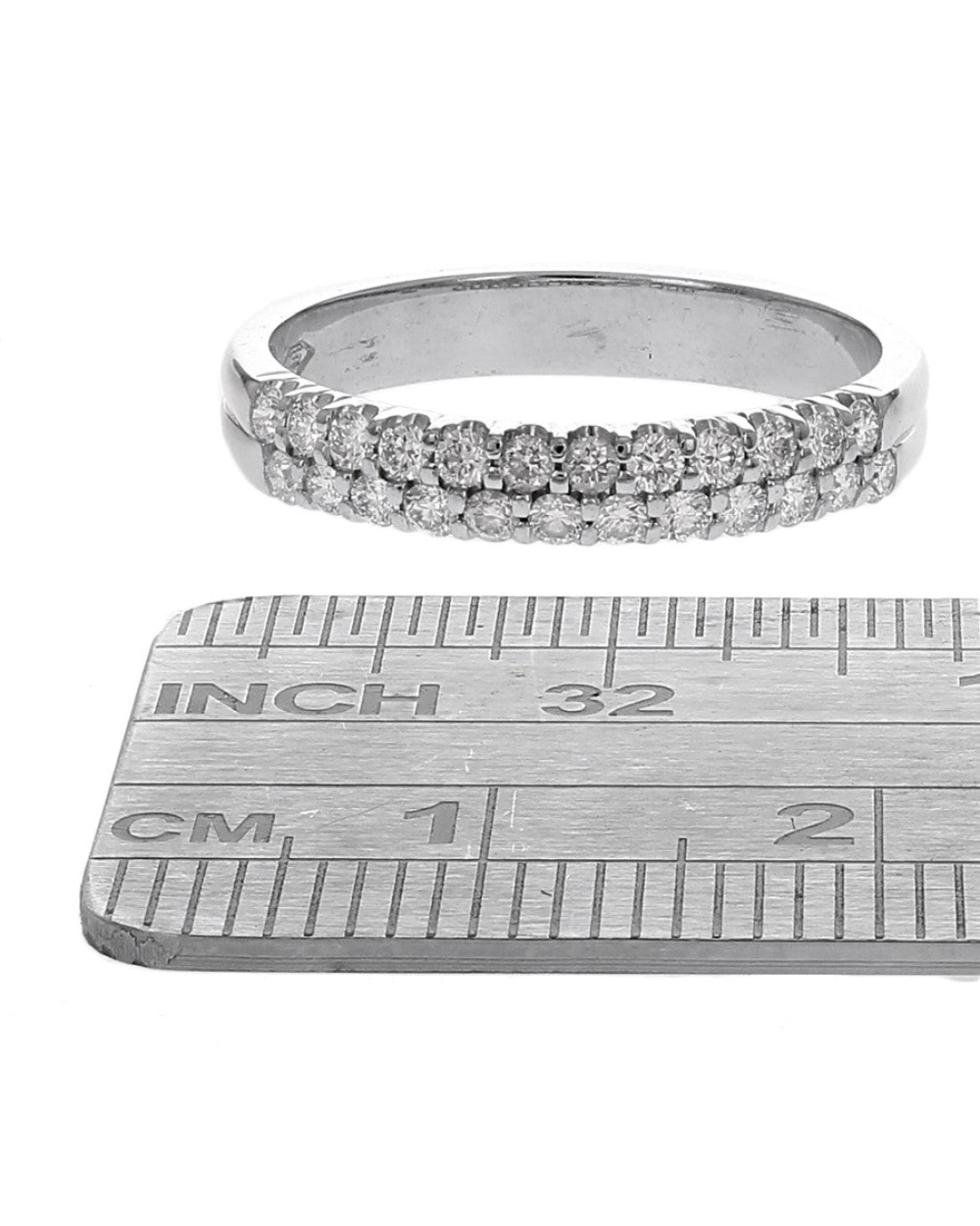 Two Row Diamond Band in White Gold