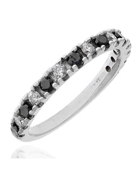 Alternating Black and White Diamond Band in White Gold
