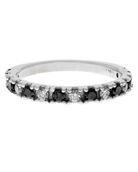 Alternating Black and White Diamond Band in White Gold