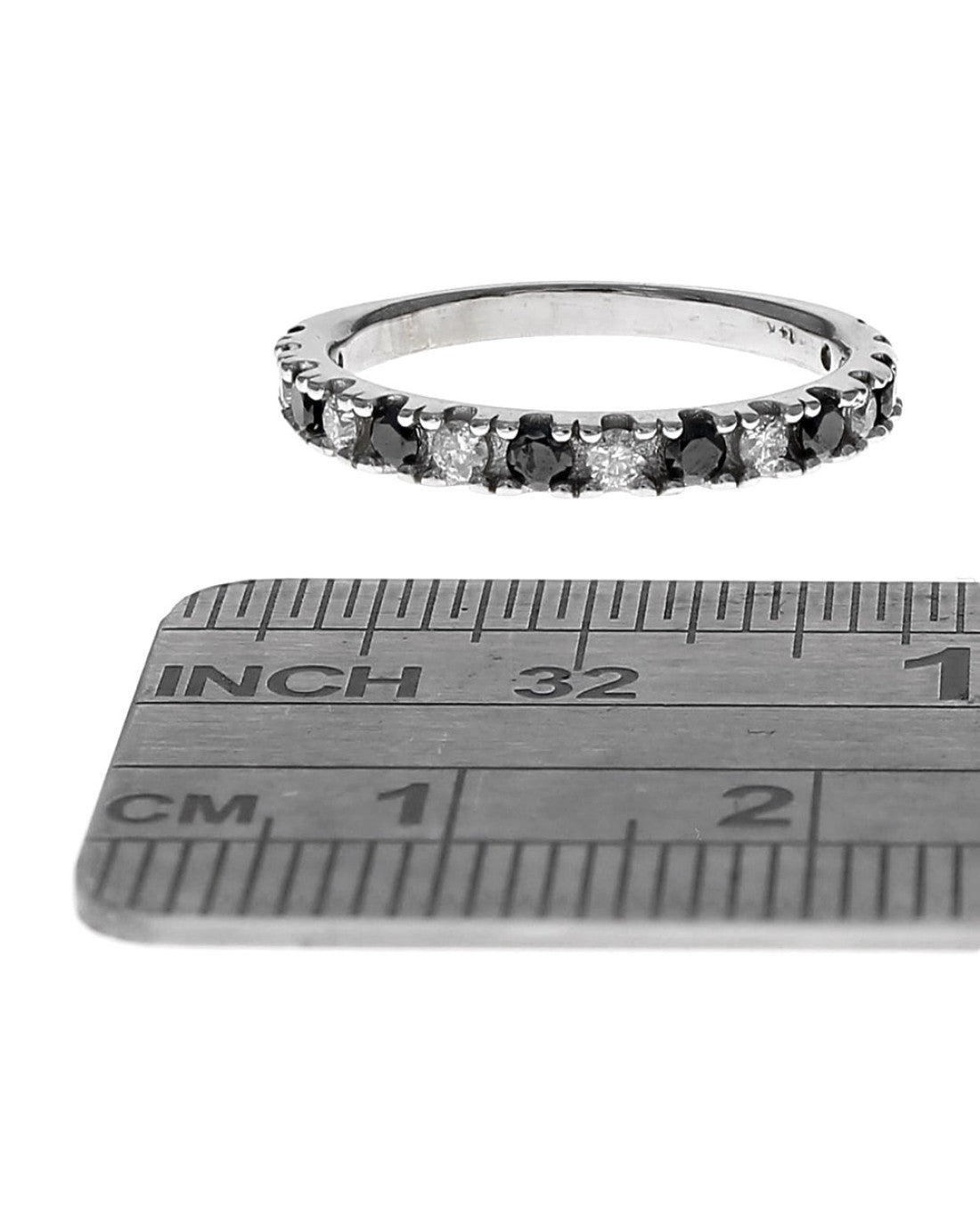 Alternating Black and White Diamond Band in White Gold