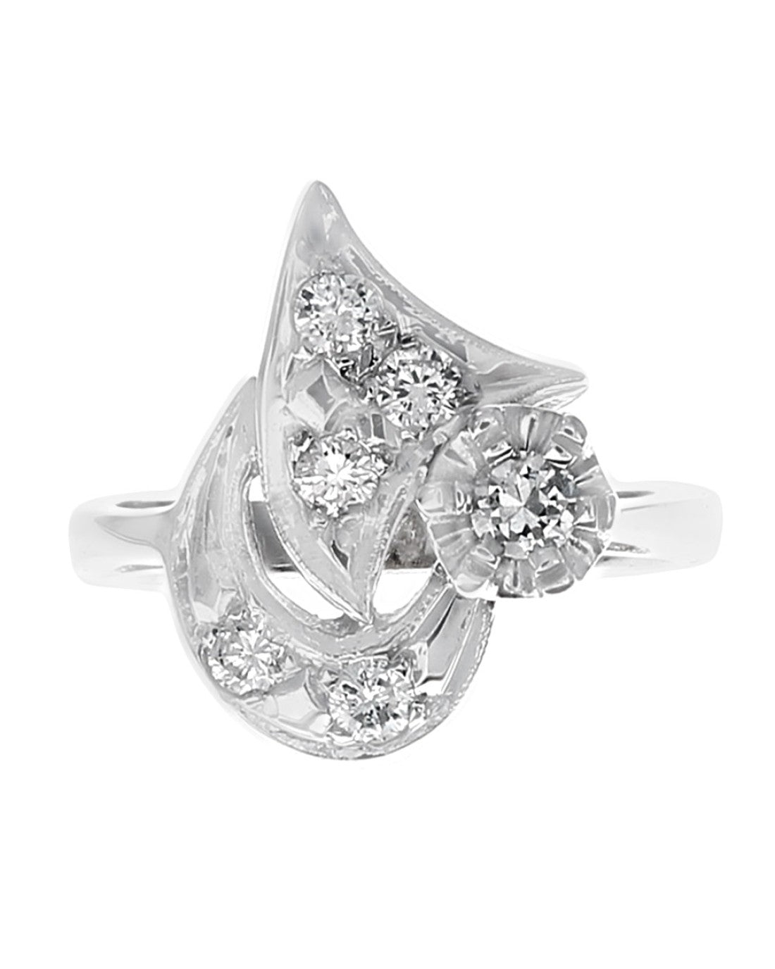 Diamond Open Cut Fashion Ring in White Gold