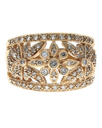 Diamond Open Cut Flower Ring in Yellow Gold