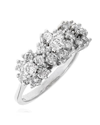 Diamond Triple Cluster Ring in White Gold