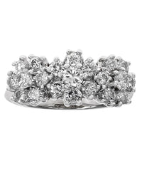 Diamond Triple Cluster Ring in White Gold