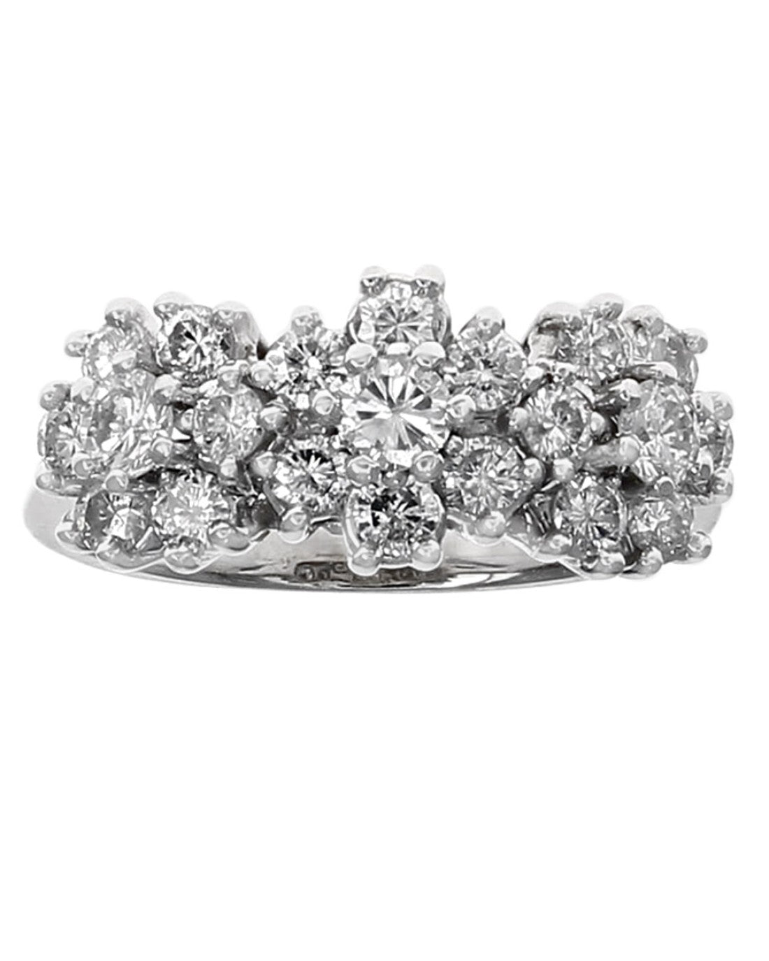 Diamond Triple Cluster Ring in White Gold