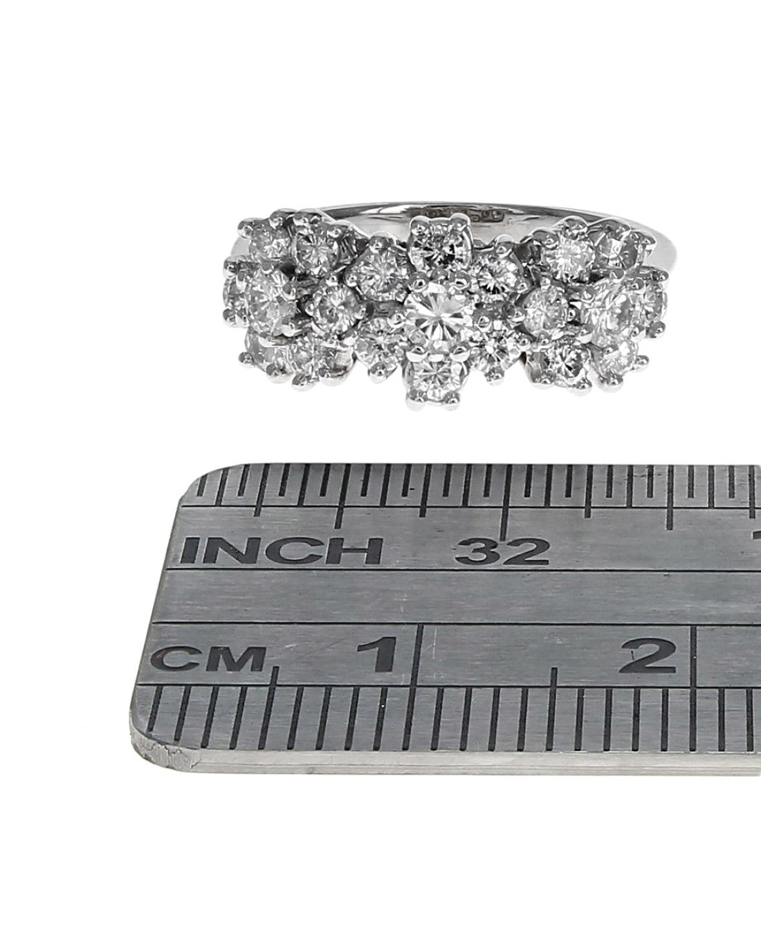 Diamond Triple Cluster Ring in White Gold
