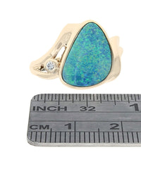 Ethiopian Boulder Opal and Diamond Accent Ring