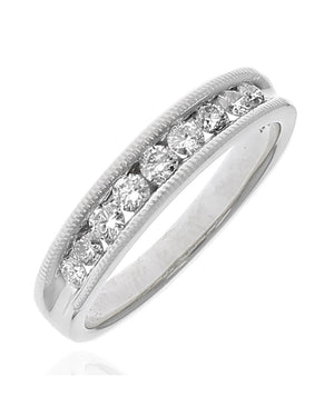 Gentlemans Diamond Milgrain Edged Band