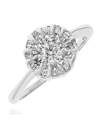 Round Top Diamond Cluster Ring