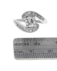 Diamond Bypass Engagement Ring in White Gold
