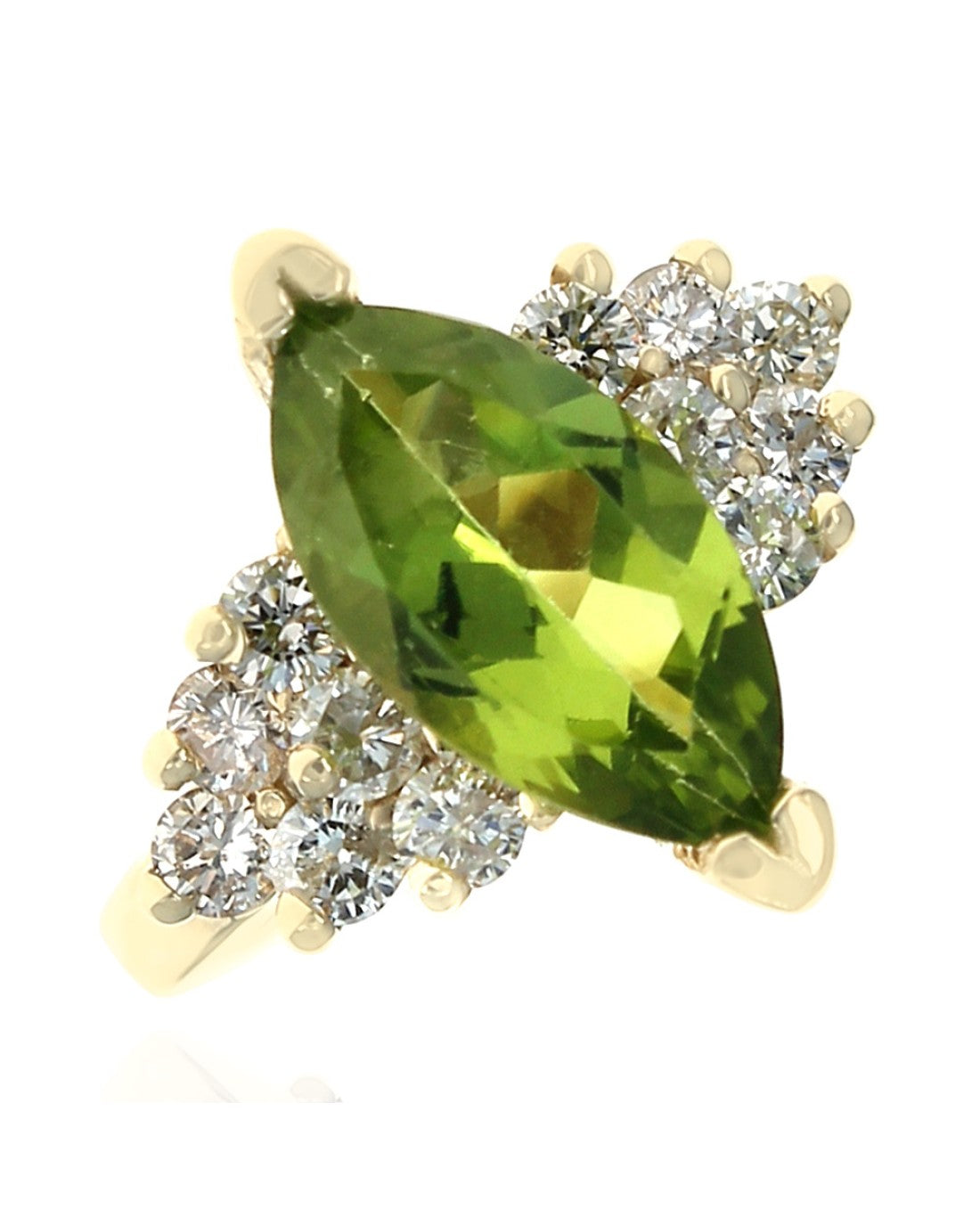 Marquise Peridot and Diamond Ring