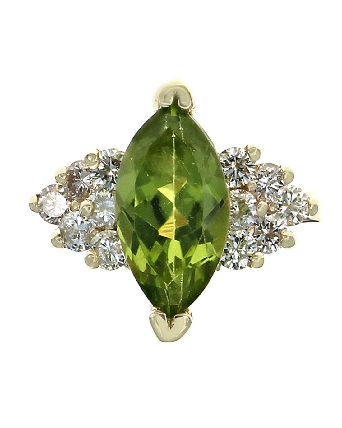 Marquise Peridot and Diamond Ring