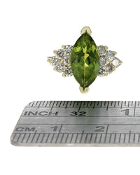 Marquise Peridot and Diamond Ring