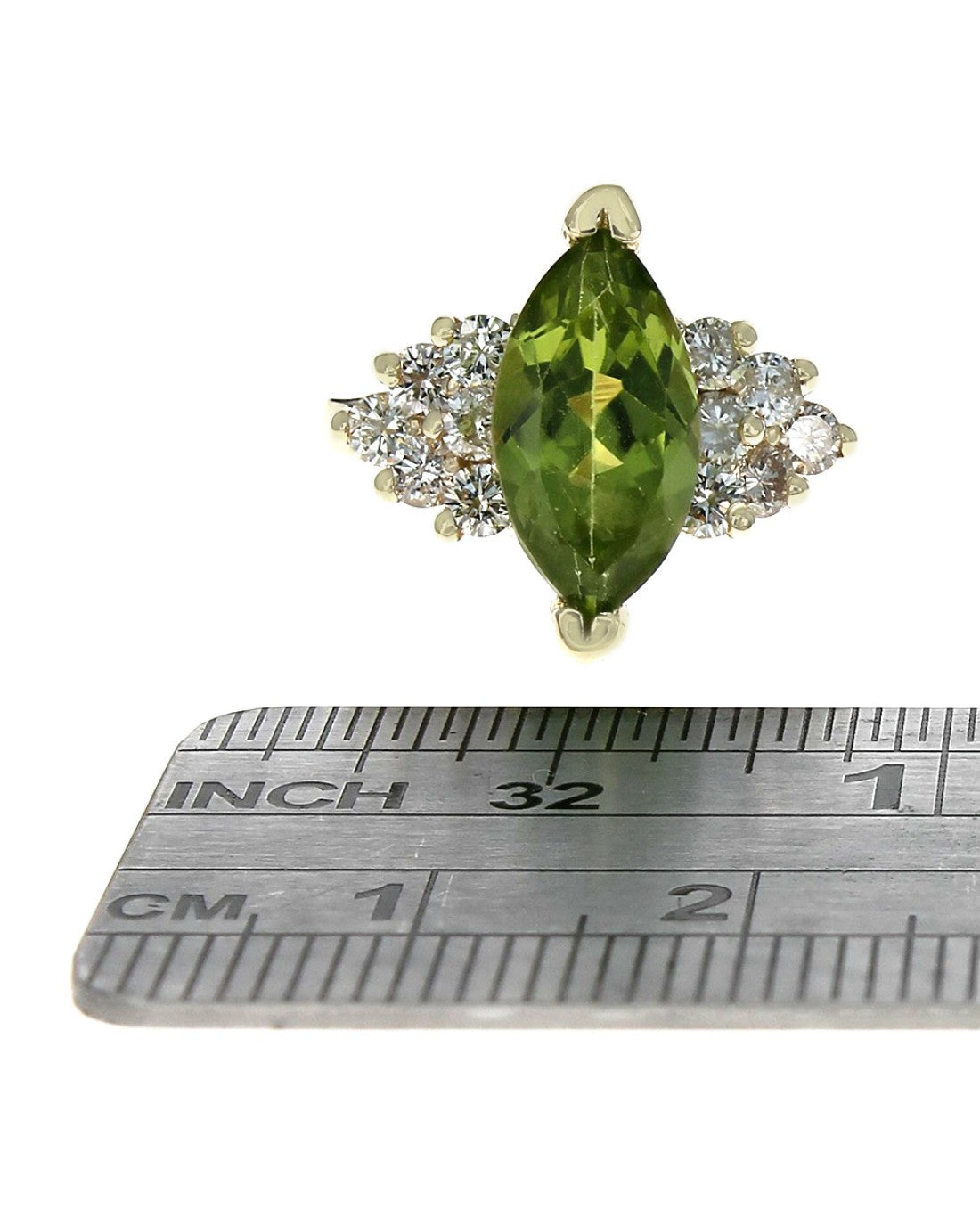 Marquise Peridot and Diamond Ring