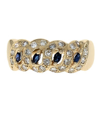 Marquise Cut Sapphire and Diamond S Motif Tapered Band