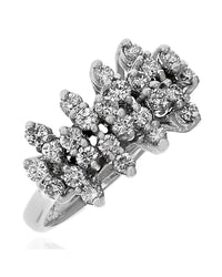 4 Row Staggered Diamond Ring in White Gold