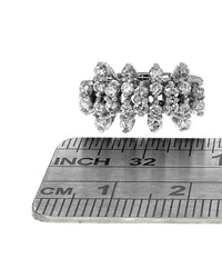 4 Row Staggered Diamond Ring in White Gold