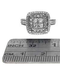 Diamond Double Square Halo Ring in White Gold