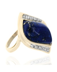 Lapis and Diamond Accent Ring in Yellow Gold