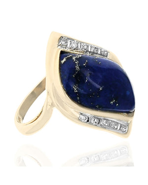 Lapis and Diamond Accent Ring in Yellow Gold