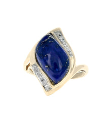 Lapis and Diamond Accent Ring in Yellow Gold
