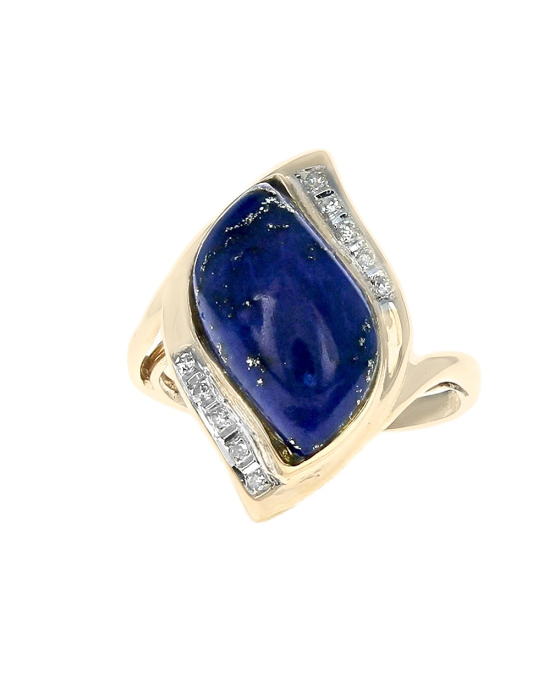 Lapis and Diamond Accent Ring in Yellow Gold