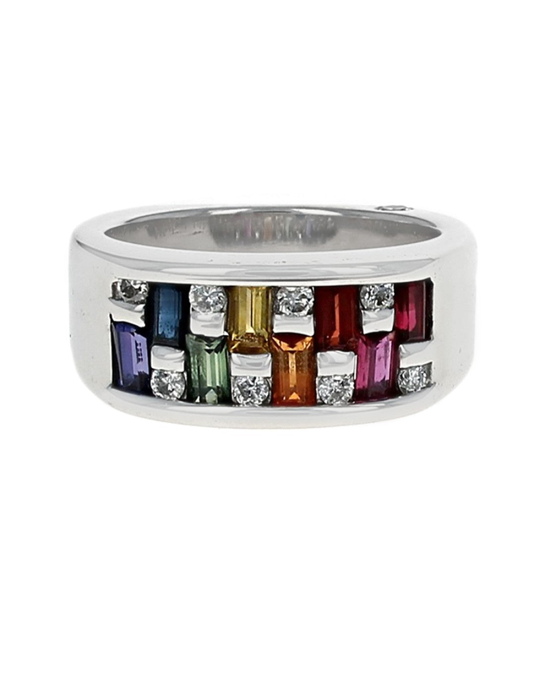 Multicolor Sapphire, Ruby and Diamond Band
