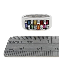 Multicolor Sapphire, Ruby and Diamond Band