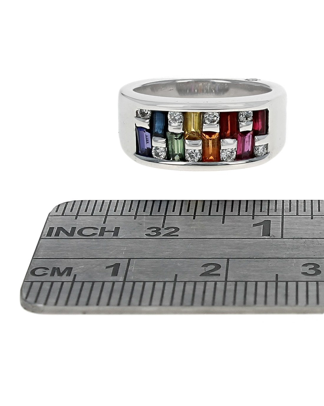 Multicolor Sapphire, Ruby and Diamond Band