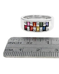 Gents Multicolor Sapphire, Ruby and Diamond Band