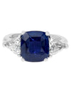 GIA Certified 3.21ct Blue Sapphire & Diamond Ring in Platinum