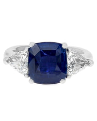 GIA Certified 3.21ct Blue Sapphire & Diamond Ring in Platinum
