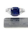 GIA Certified 3.21ct Blue Sapphire & Diamond Ring in Platinum