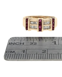 Alternating Ruby and Diamond Ring in Yellow Gold