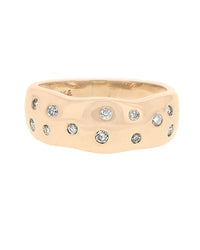 Diamond Curvy Edge Ring in Yellow Gold