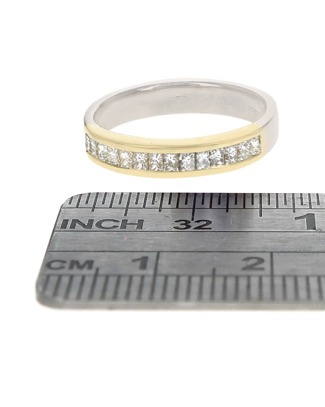 2 Tone Single Row Princess Diamond Band