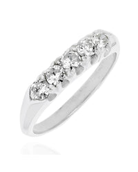Five Stone Diamond Tapered Ring in White Gold