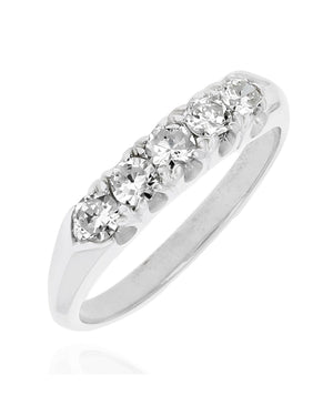 Five Stone Diamond Tapered Ring in White Gold