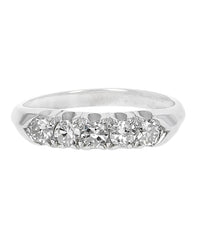 Five Stone Diamond Tapered Ring in White Gold