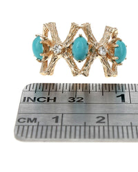 Alternating Turquoise and Diamond X Ring