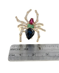 Multi Gemstone Spider Ring in Gold