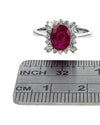 Ruby and Mixed Cut Diamond Halo Ring in White Gold